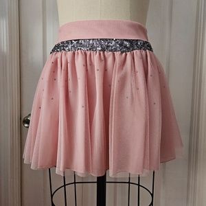 Vera Wang Princess Pink Tulle Silver Sequin Rhinestone Ballerina Skirt Sz 9 Y2K